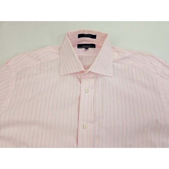 Faconnable Size 3/15.5 R Mens Powder Pink White Stripe French Cuff Spread Collar - Picture 11 of 11